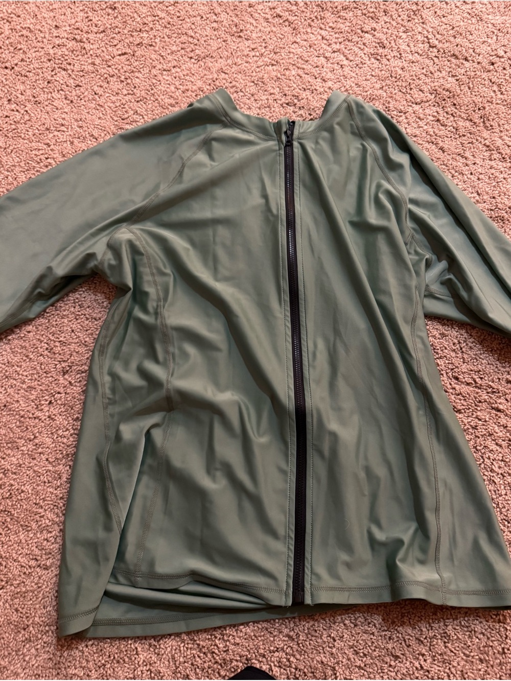 Olive Green Zip-Front Women's Swim Shirt Rash guard